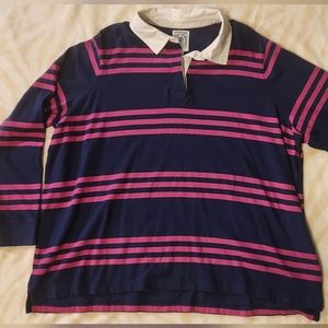 Men's 3x Lands End Striped Polo Long Sleeve